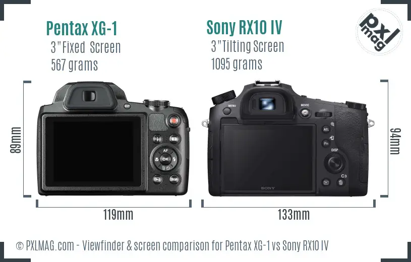 Pentax XG-1 vs Sony RX10 IV Screen and Viewfinder comparison