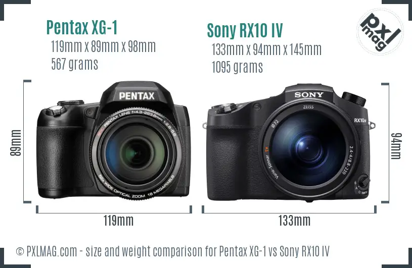 Pentax XG-1 vs Sony RX10 IV size comparison