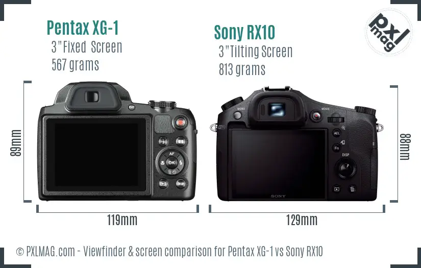 Pentax XG-1 vs Sony RX10 Screen and Viewfinder comparison