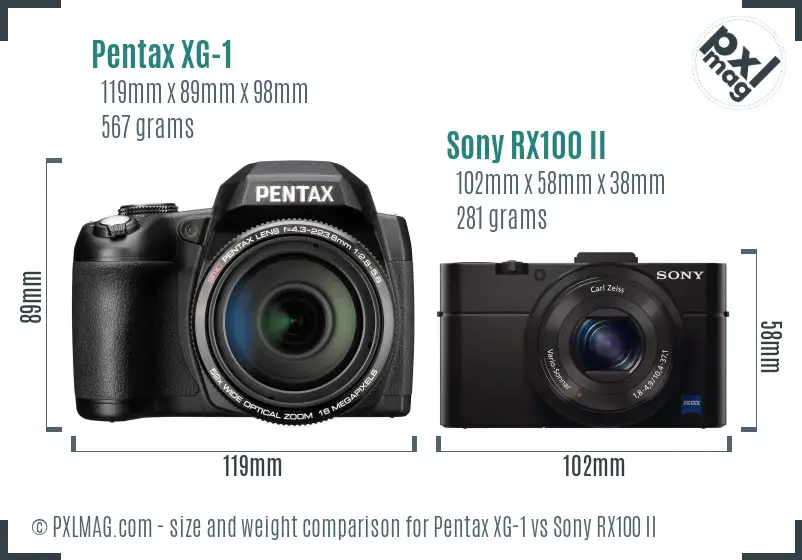 Pentax XG-1 vs Sony RX100 II size comparison