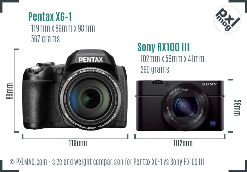 Pentax XG-1 vs Sony RX100 III size comparison
