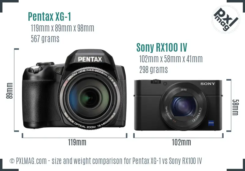 Pentax XG-1 vs Sony RX100 IV size comparison