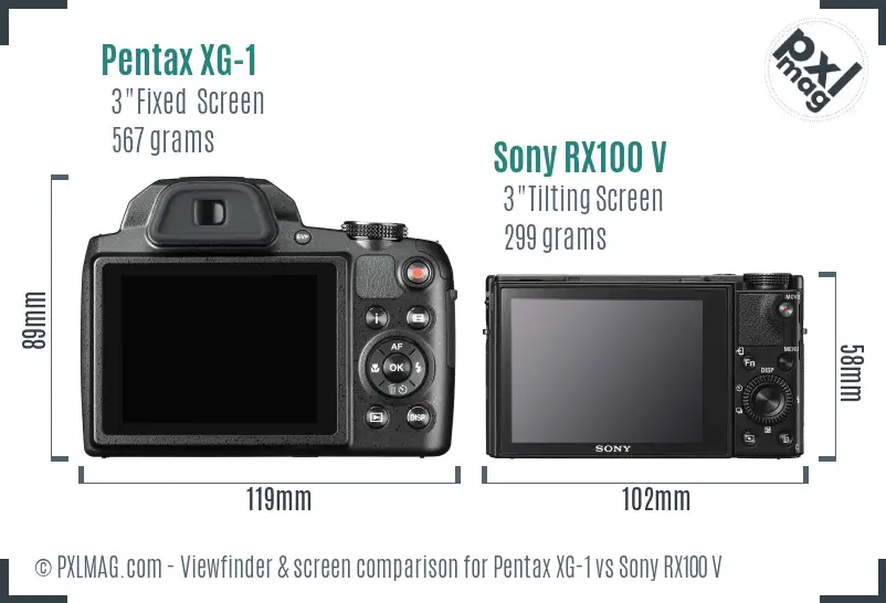 Pentax XG-1 vs Sony RX100 V Screen and Viewfinder comparison Pentax XG-1 vs Sony RX100 V Screen and Viewfinder comparison