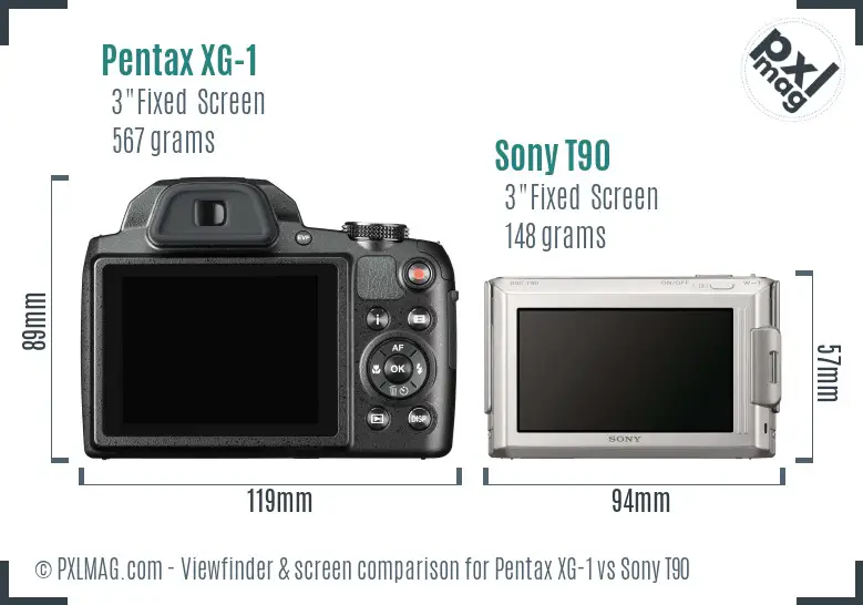 Pentax XG-1 vs Sony T90 Screen and Viewfinder comparison