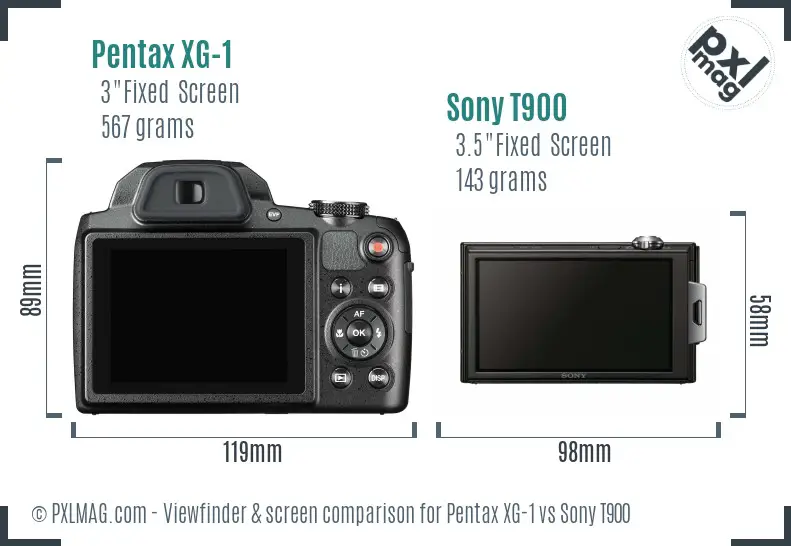 Pentax XG-1 vs Sony T900 Screen and Viewfinder comparison