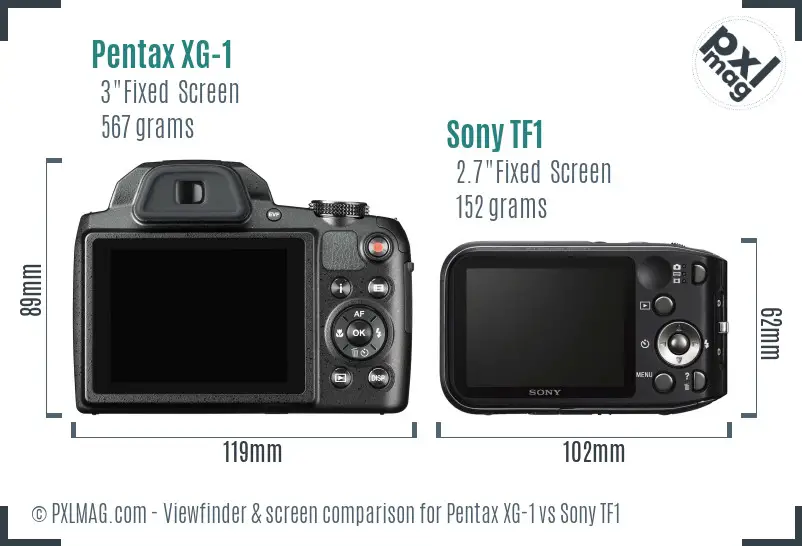 Pentax XG-1 vs Sony TF1 Screen and Viewfinder comparison