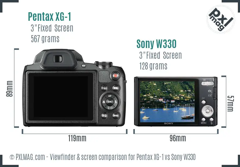 Pentax XG-1 vs Sony W330 Screen and Viewfinder comparison