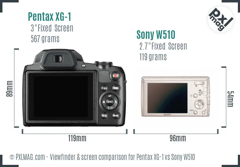 Pentax XG-1 vs Sony W510 Screen and Viewfinder comparison