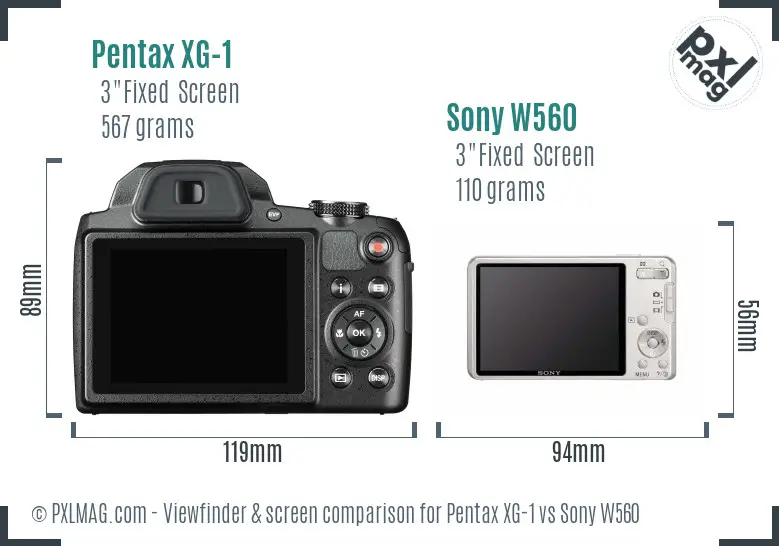 Pentax XG-1 vs Sony W560 Screen and Viewfinder comparison