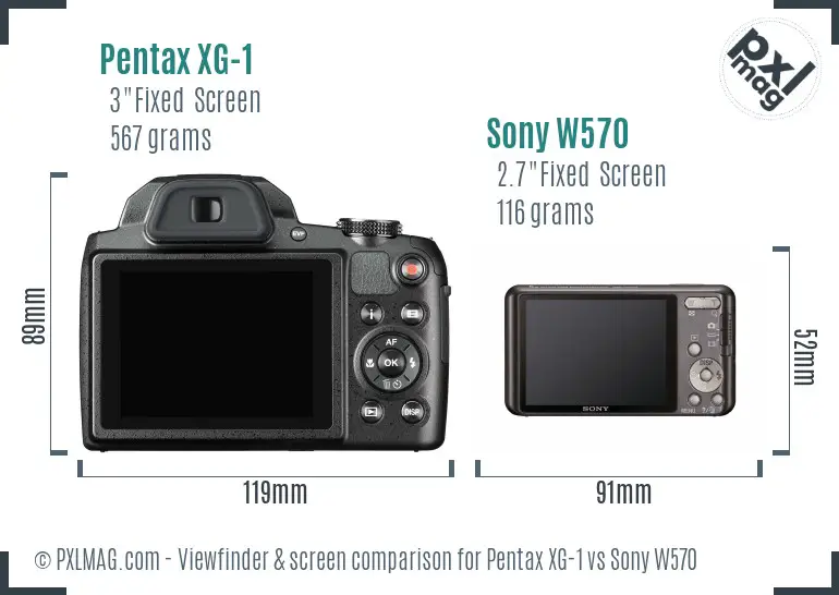 Pentax XG-1 vs Sony W570 Screen and Viewfinder comparison