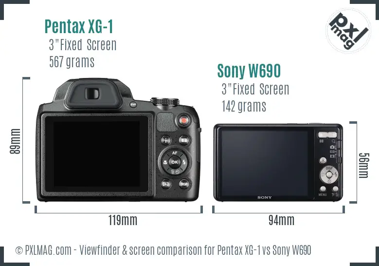 Pentax XG-1 vs Sony W690 Screen and Viewfinder comparison