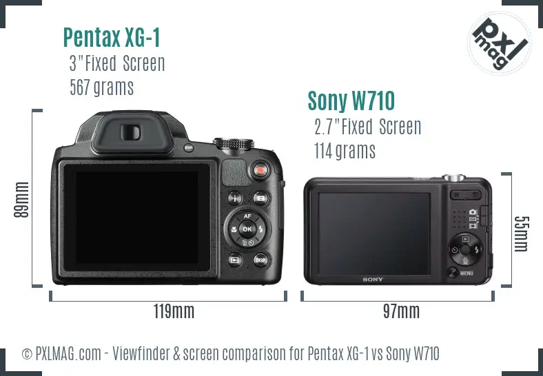 Pentax XG-1 vs Sony W710 Screen and Viewfinder comparison