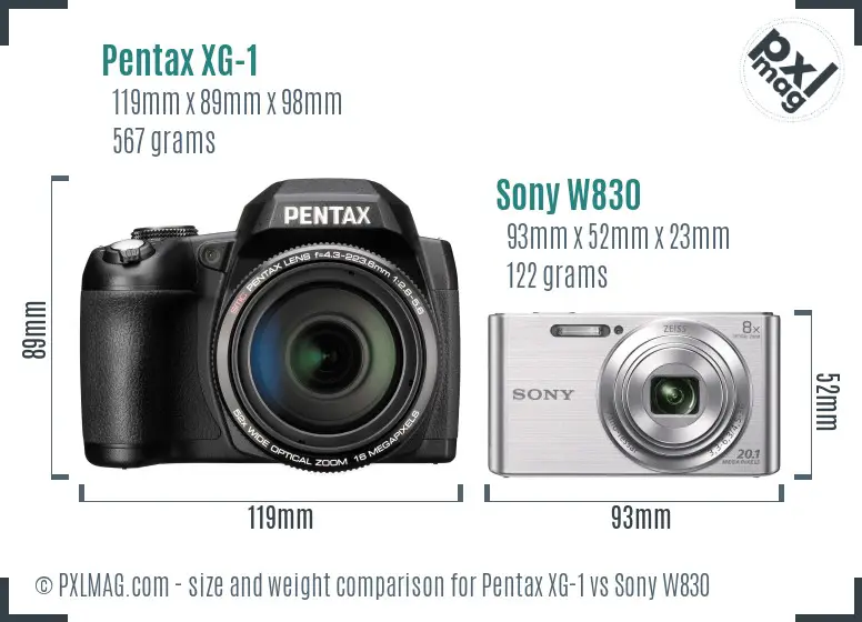 Pentax XG-1 vs Sony W830 size comparison Pentax XG-1 vs Sony W830 size comparison