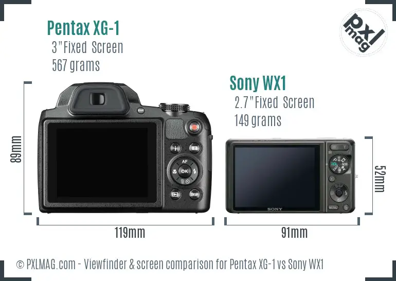 Pentax XG-1 vs Sony WX1 Screen and Viewfinder comparison