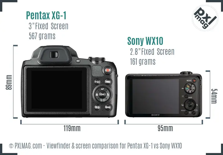 Pentax XG-1 vs Sony WX10 Screen and Viewfinder comparison