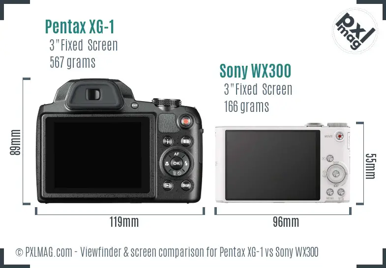 Pentax XG-1 vs Sony WX300 Screen and Viewfinder comparison