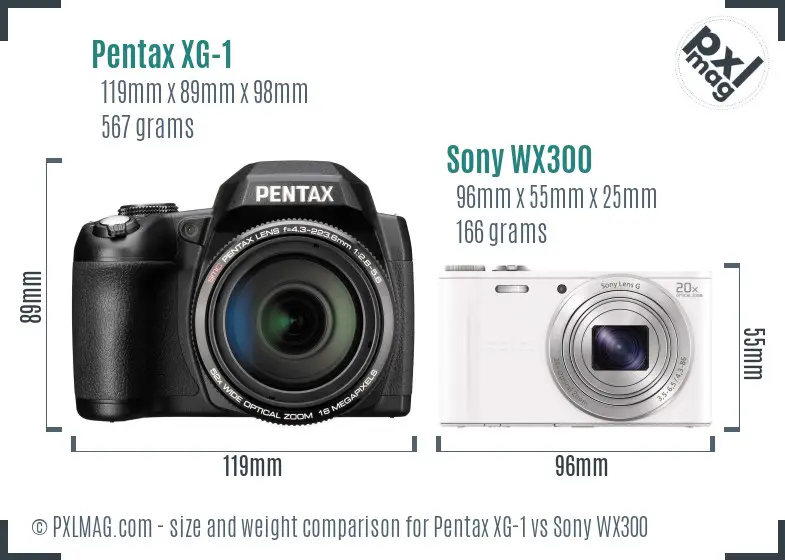 Pentax XG-1 vs Sony WX300 size comparison
