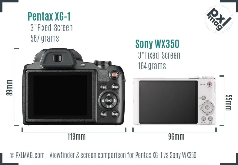 Pentax XG-1 vs Sony WX350 Screen and Viewfinder comparison