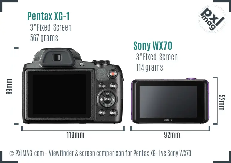 Pentax XG-1 vs Sony WX70 Screen and Viewfinder comparison