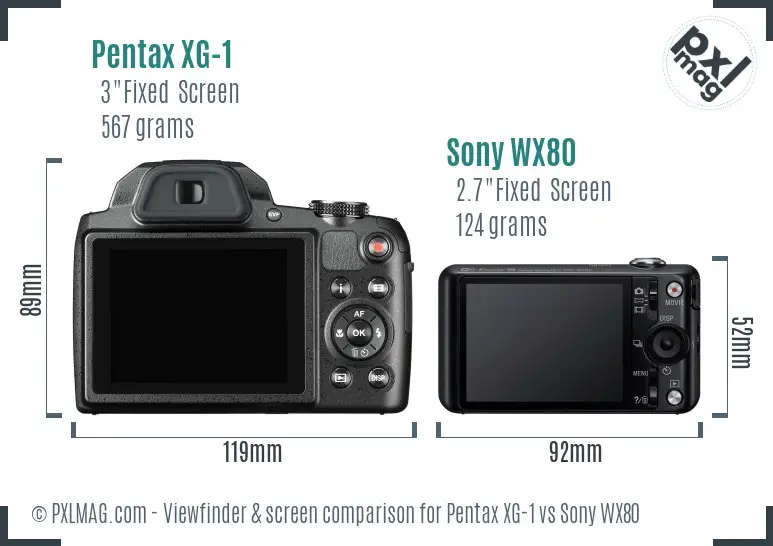 Pentax XG-1 vs Sony WX80 Screen and Viewfinder comparison