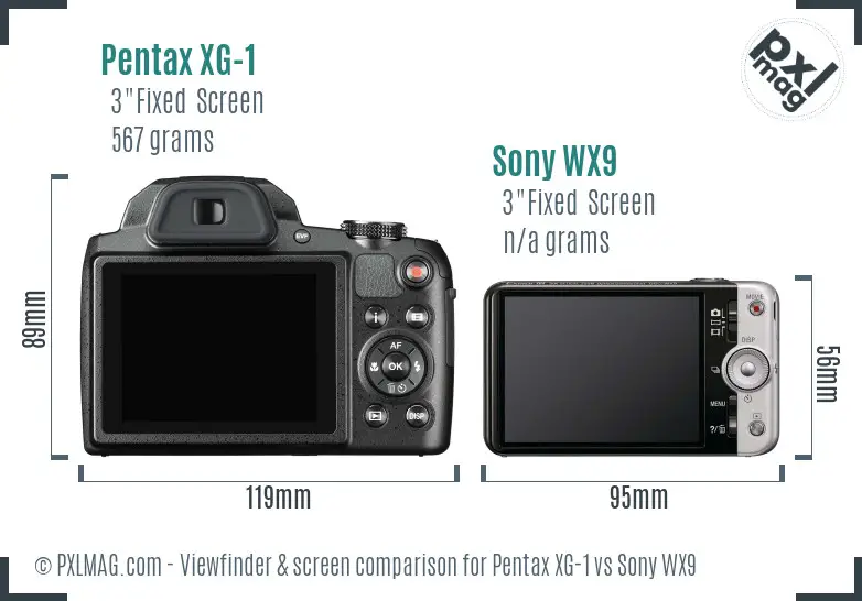Pentax XG-1 vs Sony WX9 Screen and Viewfinder comparison
