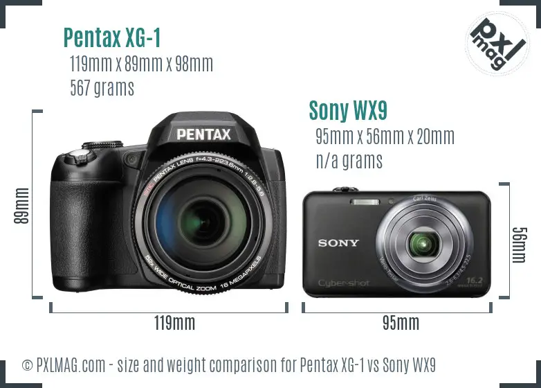 Pentax XG-1 vs Sony WX9 size comparison