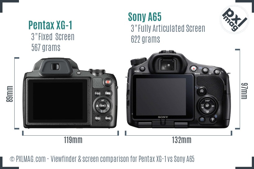 Pentax XG-1 vs Sony A65 Screen and Viewfinder comparison