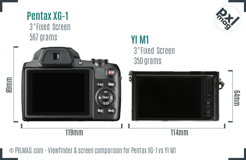 Pentax XG-1 vs YI M1 Screen and Viewfinder comparison