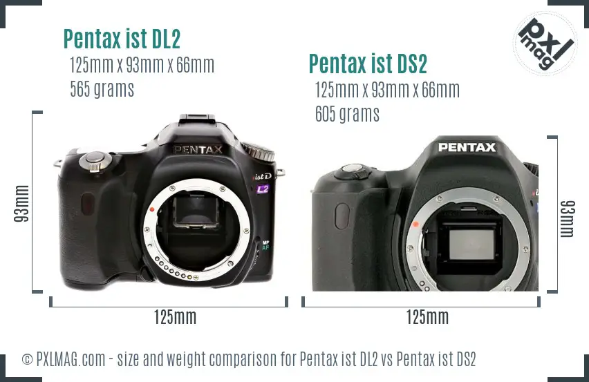 Pentax ist DL2 vs Pentax ist DS2 size comparison