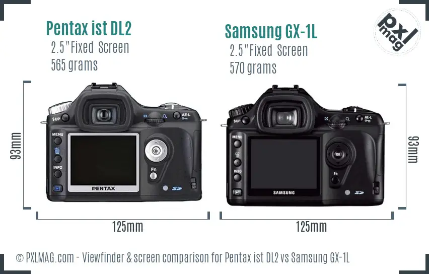 Pentax ist DL2 vs Samsung GX-1L Screen and Viewfinder comparison