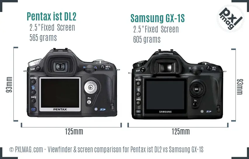 Pentax ist DL2 vs Samsung GX-1S Screen and Viewfinder comparison