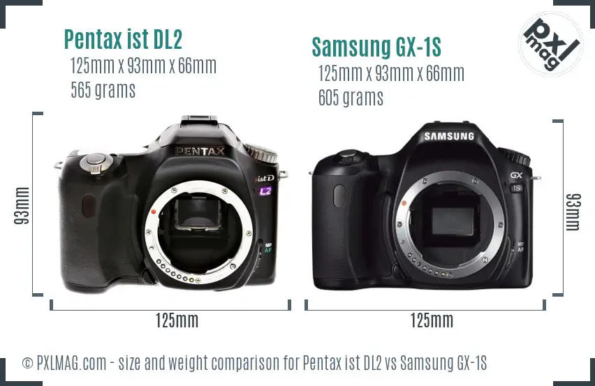 Pentax ist DL2 vs Samsung GX-1S size comparison