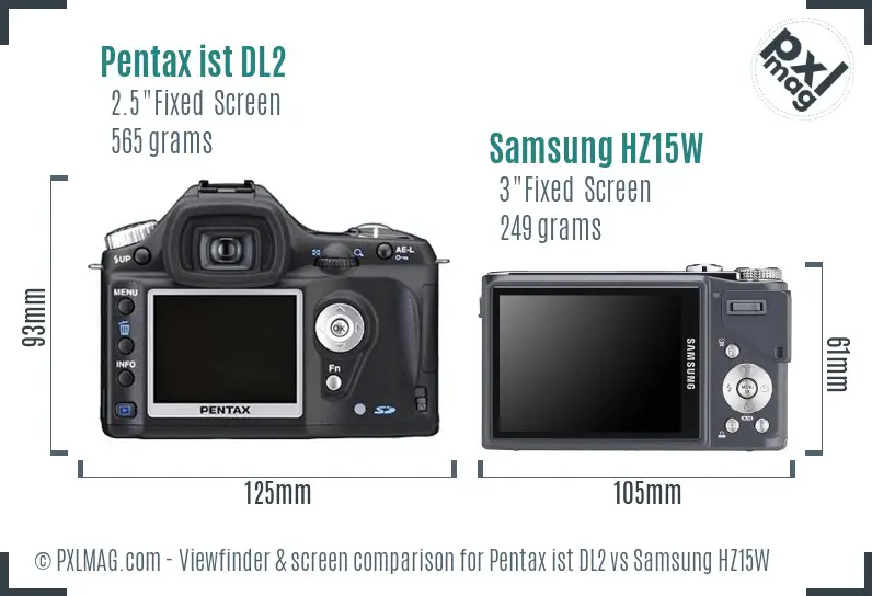 Pentax ist DL2 vs Samsung HZ15W Screen and Viewfinder comparison Pentax ist DL2 vs Samsung HZ15W Screen and Viewfinder comparison