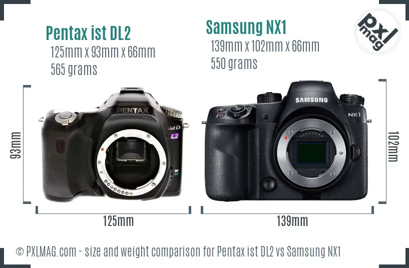 Pentax ist DL2 vs Samsung NX1 size comparison Pentax ist DL2 vs Samsung NX1 size comparison