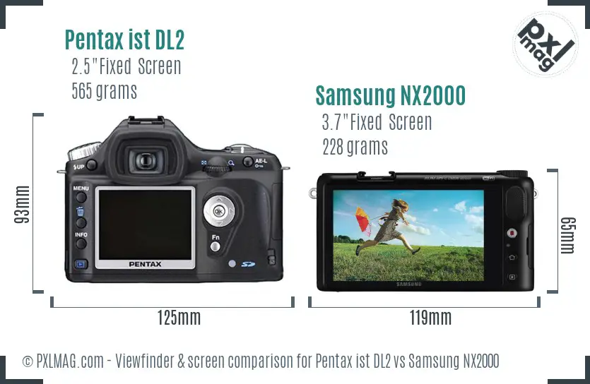 Pentax ist DL2 vs Samsung NX2000 Screen and Viewfinder comparison Pentax ist DL2 vs Samsung NX2000 Screen and Viewfinder comparison