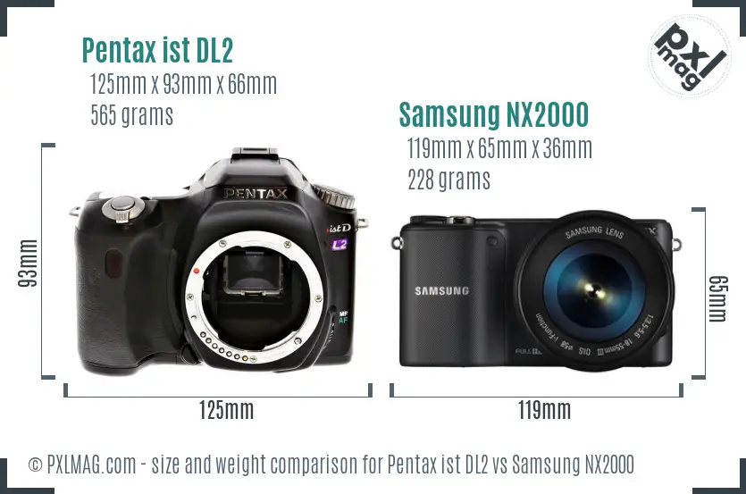 Pentax ist DL2 vs Samsung NX2000 size comparison Pentax ist DL2 vs Samsung NX2000 size comparison