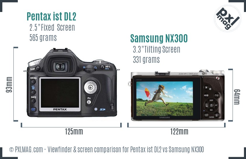 Pentax ist DL2 vs Samsung NX300 Screen and Viewfinder comparison