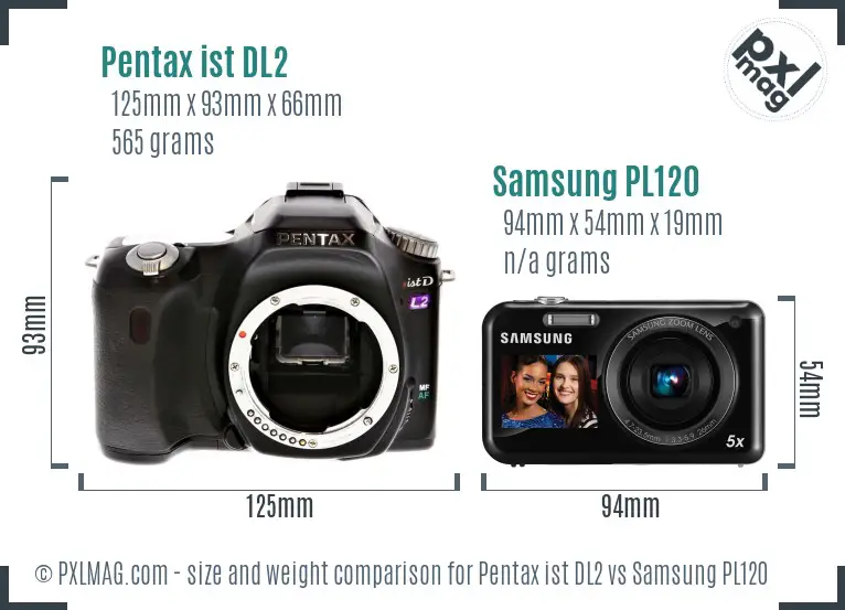 Pentax ist DL2 vs Samsung PL120 size comparison