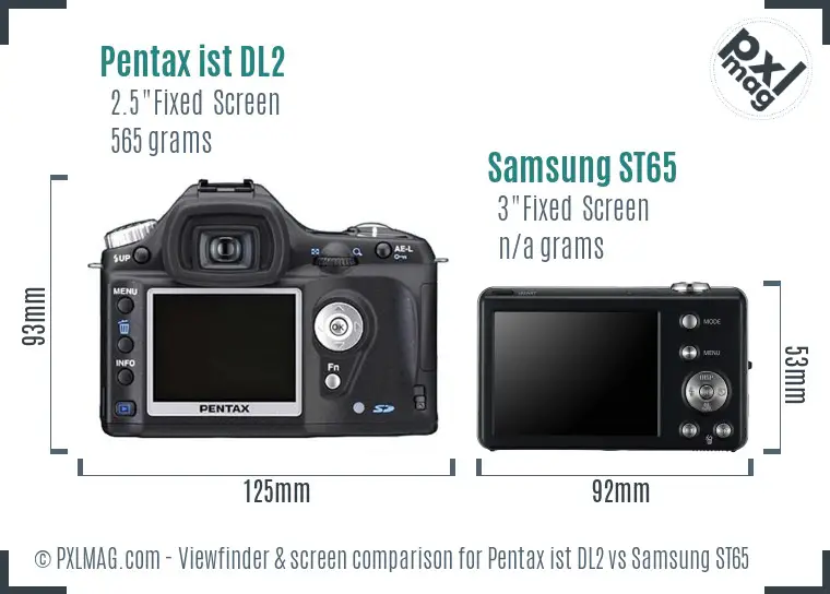 Pentax ist DL2 vs Samsung ST65 Screen and Viewfinder comparison