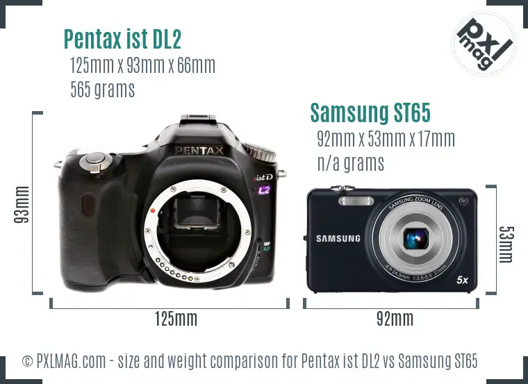 Pentax ist DL2 vs Samsung ST65 size comparison