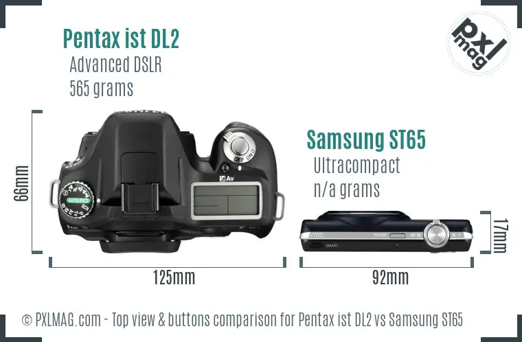Pentax ist DL2 vs Samsung ST65 top view buttons comparison