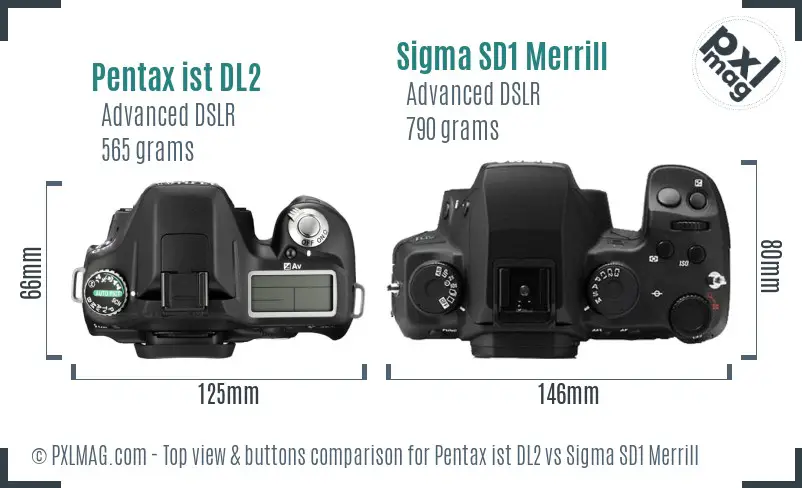 Pentax ist DL2 vs Sigma SD1 Merrill top view buttons comparison