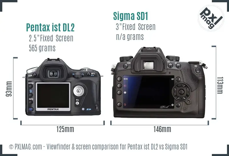 Pentax ist DL2 vs Sigma SD1 Screen and Viewfinder comparison