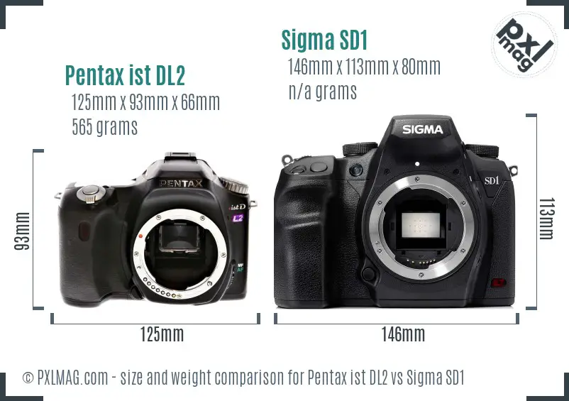 Pentax ist DL2 vs Sigma SD1 size comparison