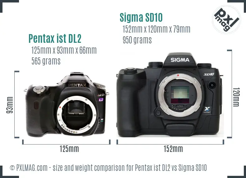 Pentax ist DL2 vs Sigma SD10 size comparison