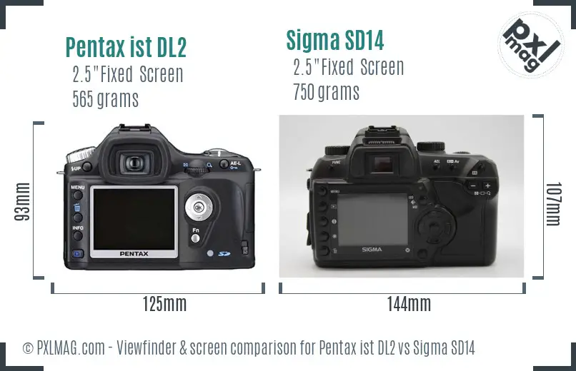 Pentax ist DL2 vs Sigma SD14 Screen and Viewfinder comparison Pentax ist DL2 vs Sigma SD14 Screen and Viewfinder comparison