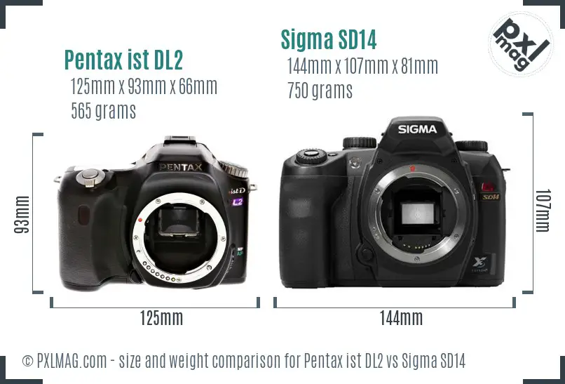 Pentax ist DL2 vs Sigma SD14 size comparison Pentax ist DL2 vs Sigma SD14 size comparison