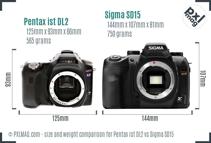 Pentax ist DL2 vs Sigma SD15 size comparison