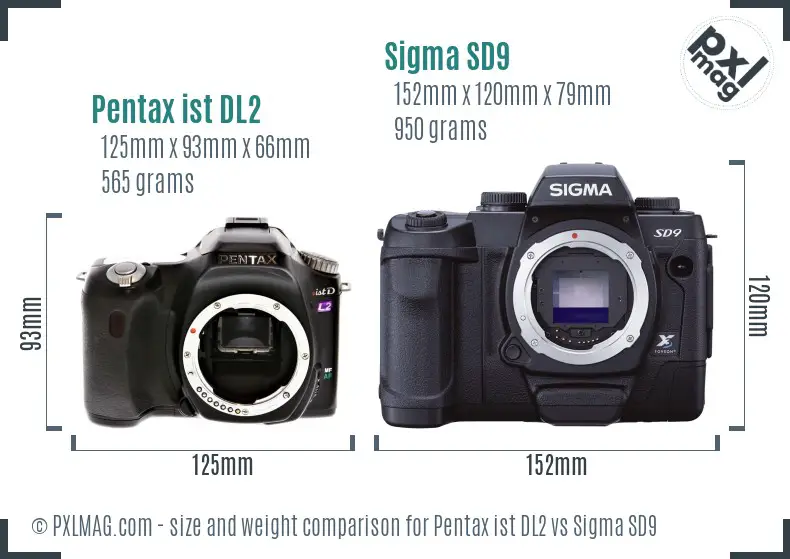 Pentax ist DL2 vs Sigma SD9 size comparison