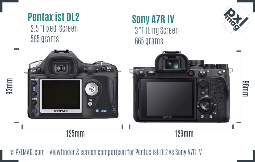 Pentax ist DL2 vs Sony A7R IV Screen and Viewfinder comparison